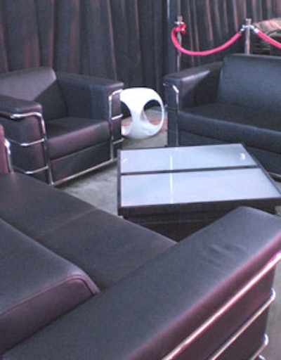 The Leonard chairs and Intersection coffee table created a more modern setup than previous designs from Room Service.