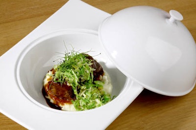 Wagyu short rib stew on celery puree.