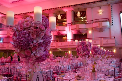 The Waldorf-Astoria's grand ballroom was all pink.