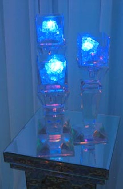 Icy lighting fixtures kept the mood cool.