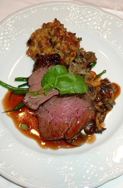 Sous chef Carl Baptista’s main course was beef tenderloin with roasted mushrooms and cabernet jus.