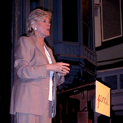Lynn Sherr, a correspondent for ABC News and 20/20, moderated PENCIL's meeting at the Washington Irving High School auditorium.
