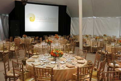 Golden hues dominated the decor inside the tent.