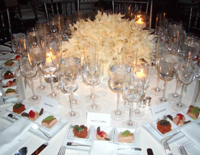 An appetizer of salmon three ways awaited guests for the late-night dinner.