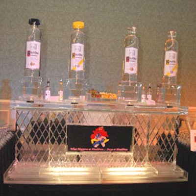 Liquor sponsor Ketel One provided a branded ice bar that doubled as a drink ice luge.