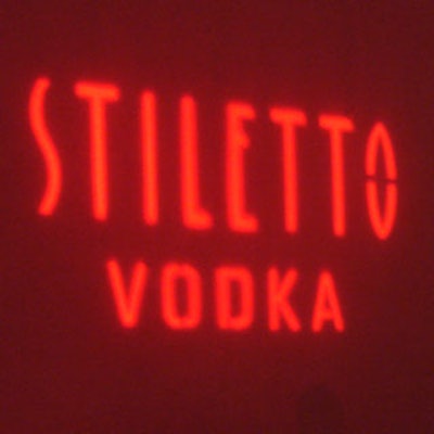 Stiletto Vodka's logo was projected onto the walls of Emeril's Miami Beach restaurant.