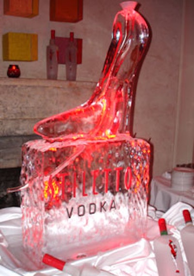 So Cool Events carved an ice luge in the shape of a stiletto heel specifically for the event.