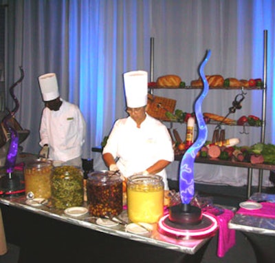 A carving station complete with all the right condiments was one of the evening's three food stations.