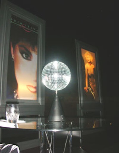 Large posters of '80s music icons and disco balls galore took guests back in time.