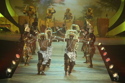 Dancers from the Spirit of Uganda troupe performed.