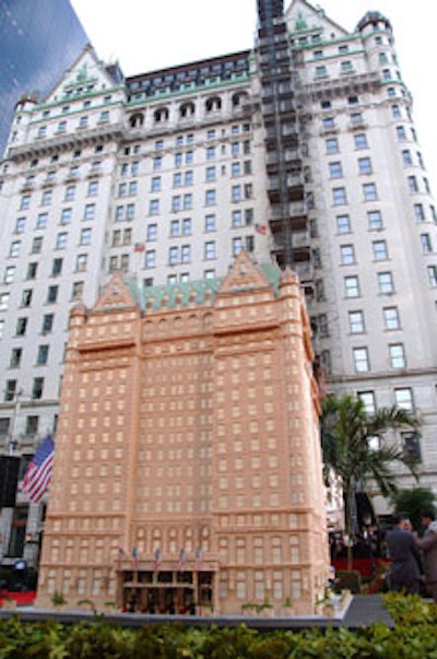The 12-foot-tall cake from Ron Ben-Israel—a replica of the building that included details as small as the planters out front and the bricks on the sides—took three days to build on-site.