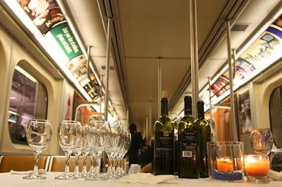 Terroni served Italian red wine and Prosecco from one of the subway cars.