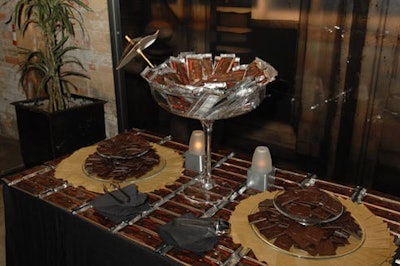 Presidential Gourmet served dark chocolate as a garnish for one of its cocktails.