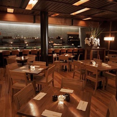 This location of Blue Ribbon shares its style with the downtown sushi and bar outposts and features floor-to-ceiling wood decor.