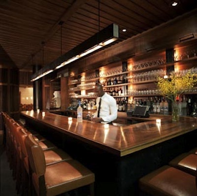 The bar area of Blue Ribbon Sushi Bar & Grill can hold 50 seated and standing.