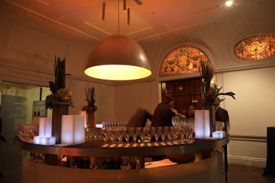 The museum's reception desk served as a bar during the cocktail hour.