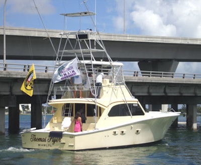 The Thomas Flyer, owned and operated by brothers Jimbo and Rick Thomas out of Bayside Marina, carried Nascar driver Greg Biffle and guests around the Miami area.