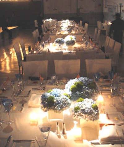 The elegant tablescapes were set up right alongside the runway for a prime view of the show.
