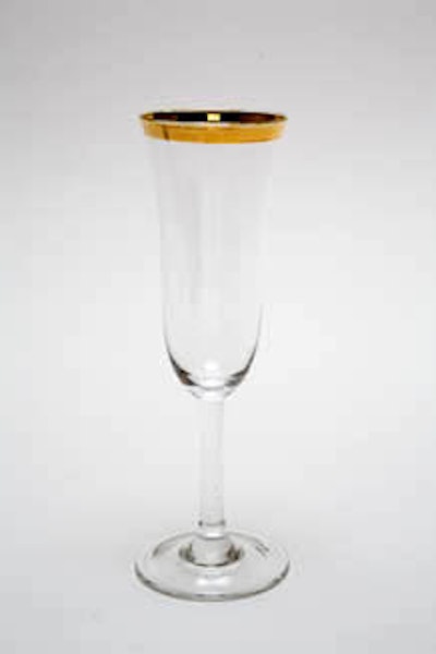 Gold-rim bell flute, $1.75 from Party Rental Ltd.