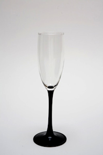 Black stem flute, $1.35 from Party Rental Ltd.