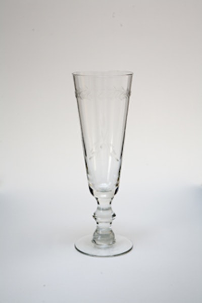 Etched flute, $1.50 from TriServe Party Rentals.