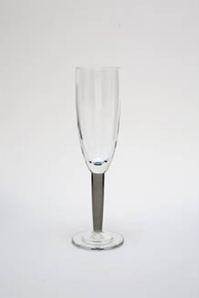 Silver-stemmed flute, $1.80 from Classic Party Rentals.