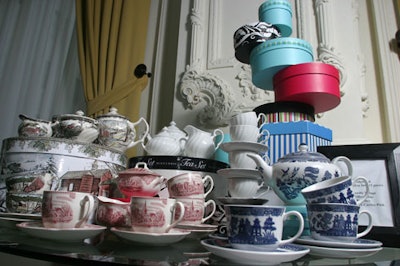 A display of teacups.