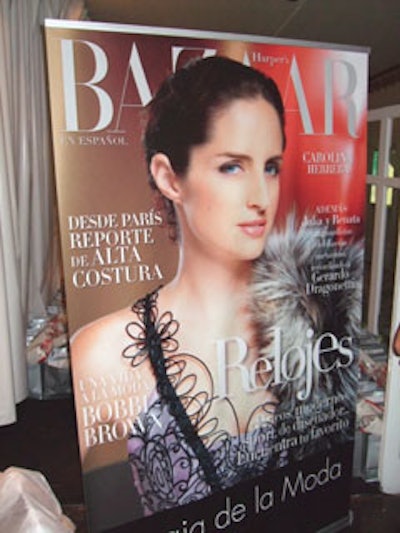 Blown-up posters of Harper's Bazaar en Espanol's most recent cover were on display.
