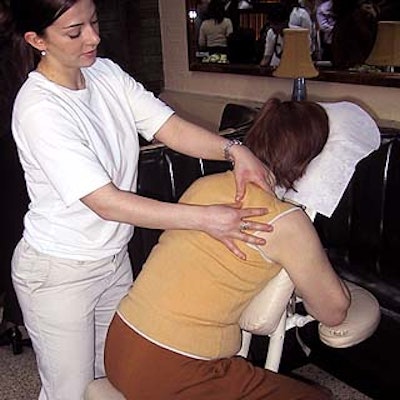 For the self-indulgence theme of Self Day, Origins brought in massage therapists to provide 'Chairlift' massages to guests in need of a back rub.