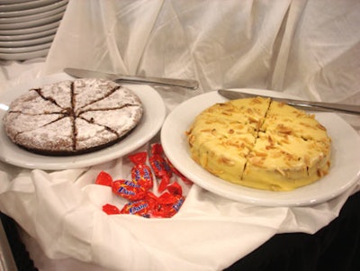 The dessert selections included a chocolate cake and toffee cake made with Daim, a Swedish candy.
