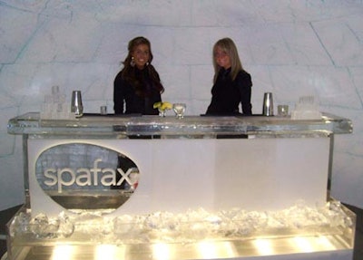 Muzik staff served drinks at an ice bar inside a polystyrene foam igloo from Iceculture.