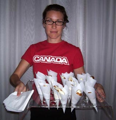 Caterwaiters from David Lowell Events wore T-shirts with 'Canada' printed on the front.