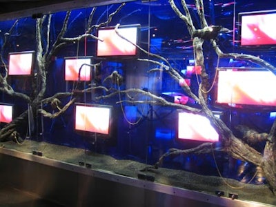 The entrance provides stimulating displays to entertain clubbers.