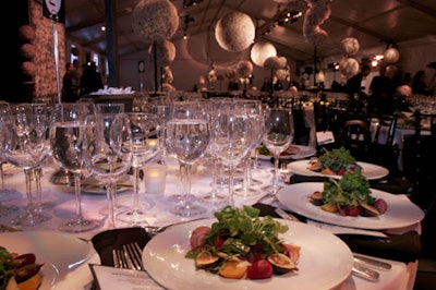 Guests dined on salads of salt-baked shaved baby beets, figs, mixed greens, and shaved Parmesan.