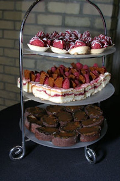 The dessert selection included chocolate pecan ovals and assorted petit fours.