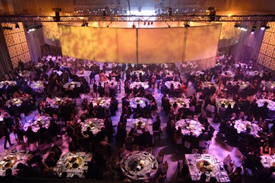 Guests dined from rotating plates on lazy Susans in the center of the tables.