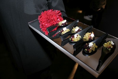 Olivier Cheng's hors d'oeuvres for the after-party included a medley of red and gold beets with dates and goat cheese.