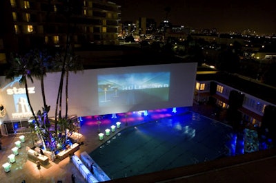 A projection announcing the party's raison d'etre took up one whole wall of the hotel.