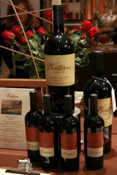 Guests sipped organic wine from Bonterra Vineyards.