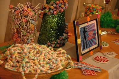 A dessert table stocked with fun and funky candy was provided by Details by Design.