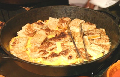 Mini grilled-cheese sandwiches were among the finger food offerings on the second floor of the Moore Building.