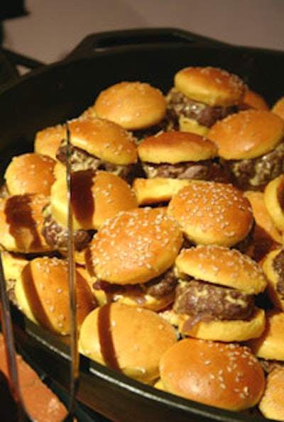 Mini cheeseburgers were one of the tasty finger foods provided by Barton G.