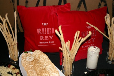 Liquor sponsor Ruby Rey Rum provided cocktails and plush pillows at food stations.