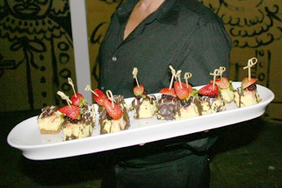 Servings of chocolate-covered pineapple cheesecake rounded out dessert offerings.