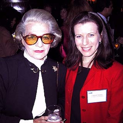 Fashion icon Pauline Trigere posed with Carole Herman, Citymeals-on-Wheels' director of major gifts.
