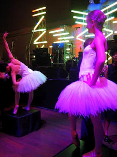 Ballet dancers on platforms were among the entertainment.