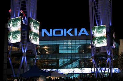 Nokia Plaza features large LED screens.
