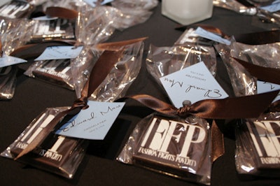 Chocolatier Edward Marc handed out samples at his chocolate suite, including FFP-logoed sweets.