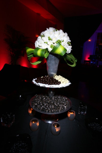 Guests nibbled on Prohibition-era sweets such as black-and-white malted milk balls and wound-up strands of black licorice.