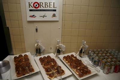 The rink's locker room provided a staging and hanging-out area before guests took to the ice.